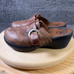 Crocs Cobbler Clog Womens Size 8 Leather Brown Slip On Comfort Shoe Mule Cottage